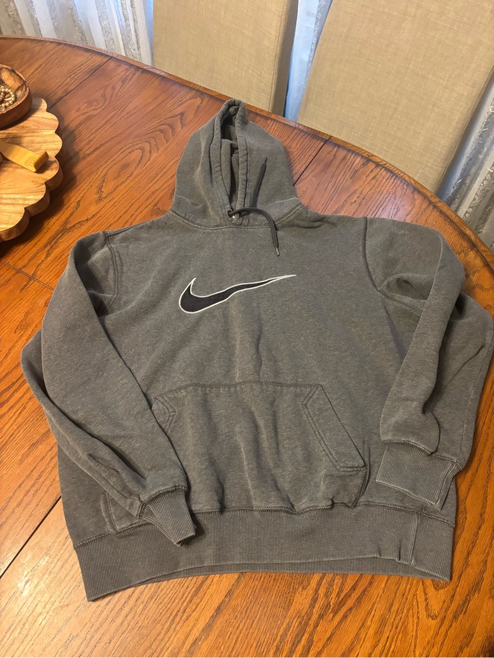 VTG Y2K 2000s Nike big swoosh hoodie gray mens L